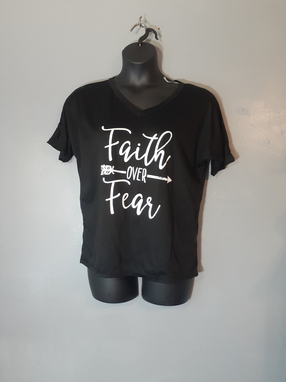 Fancyqube Faith Over Fear Black Graphic Tee